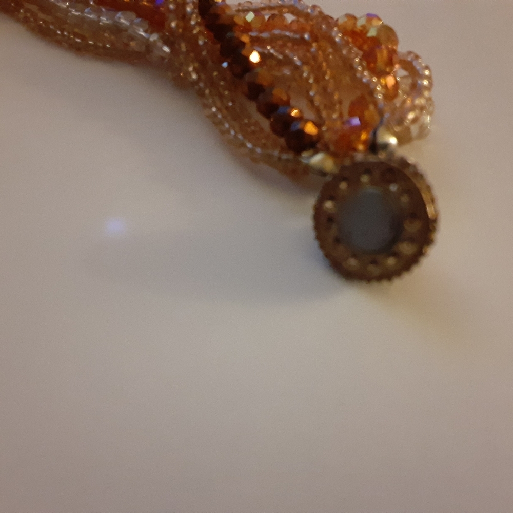 Crystal Like Multi Strand Bead Bracelet Magnetic Closure - Picture 3 of 5